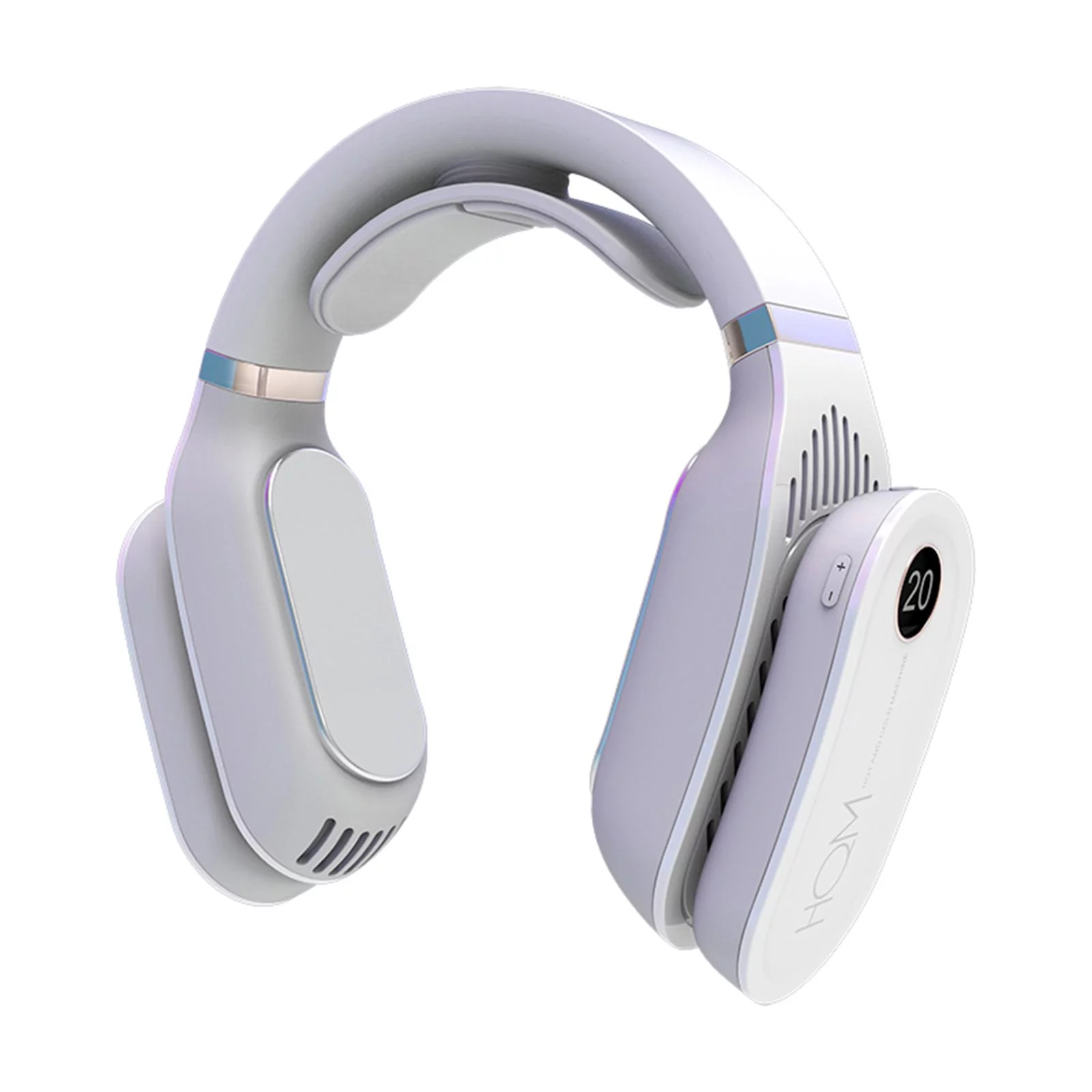 Portable Hanging Cooling Heater Air Conditioner Wearable Neck Speeds, Provide Sleep - White -B