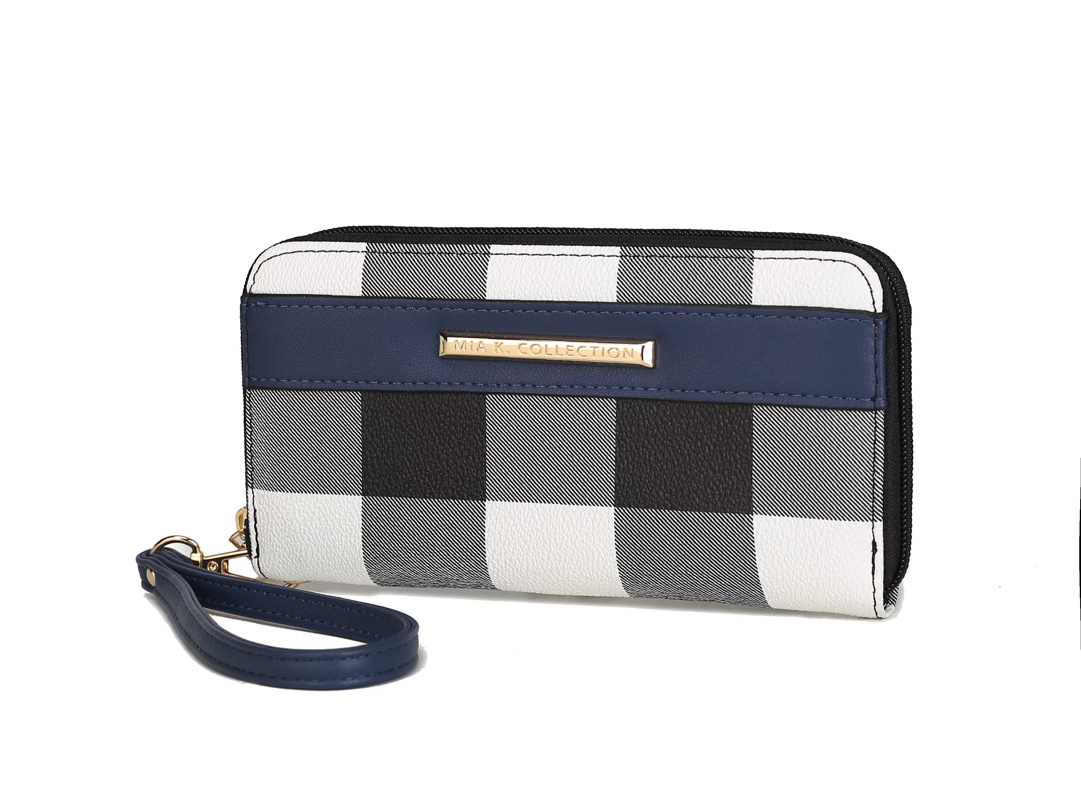 MKF Collection Paloma Women's Checkered Shoulder Bag & Matching Wallet 2-Piece Set by Mia K. - Black