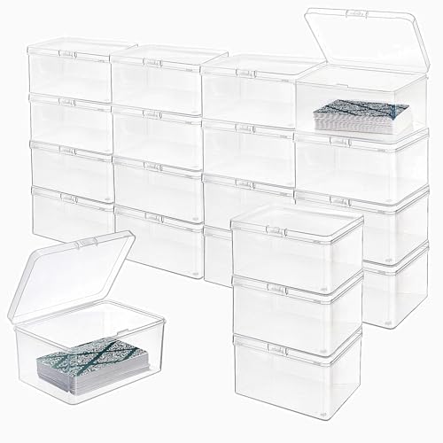 Tebery 20 Pcs Plastic Playing Card Cases Clear, Waterproof Card Deck Box for Game, Sturdy Trading Card Holder, Portable Card Game Storage Container for Party, Travel, Outdoors, Snap Closed