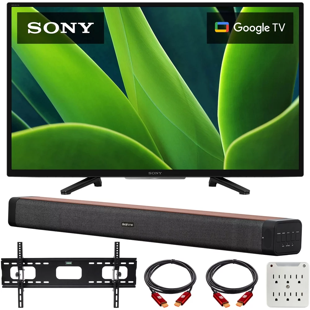 Sony KD32W830K 32-inch W830K HD LED HDR TV with Google TV 2022 Deco Home 60W 2.0 Channel Soundbar, 19