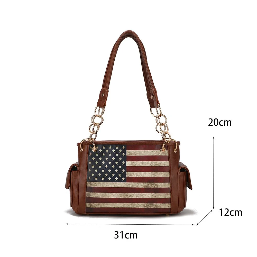 MKF Collection Alaina Vegan Leather Womens Flag Shoulder Handbag by Mia K