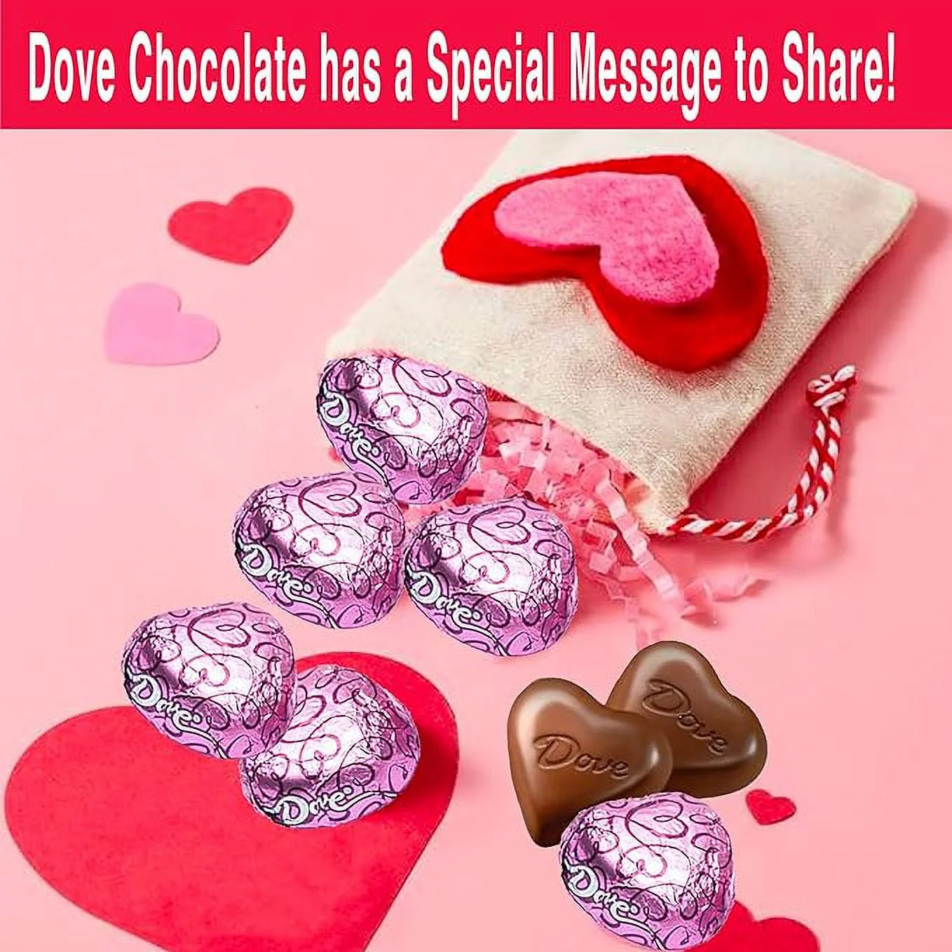 CANDYMAN Valentine Day Bundle with (1) DOVE Milk Chocolate Candy Heart Tin and (1) Milk Chocolate DOVE Bag