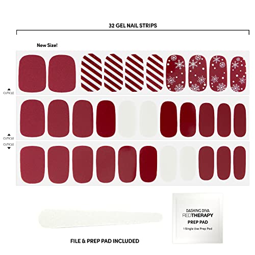 Dashing Diva Gloss Nail Strips - Santa Baby | UV Free, Chip Resistant, Long Lasting Gel Nail Stickers | Contains 32 Nail Wraps, 1 Prep Pad, 1 Nail File