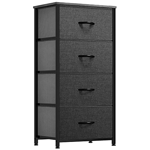 YITAHOME Dresser with 4 Drawers - Fabric Storage Tower, Organizer Unit for Bedroom, Living Room, Hallway, Closets - Sturdy Steel Frame, Wooden Top & Easy Pull Fabric Bins