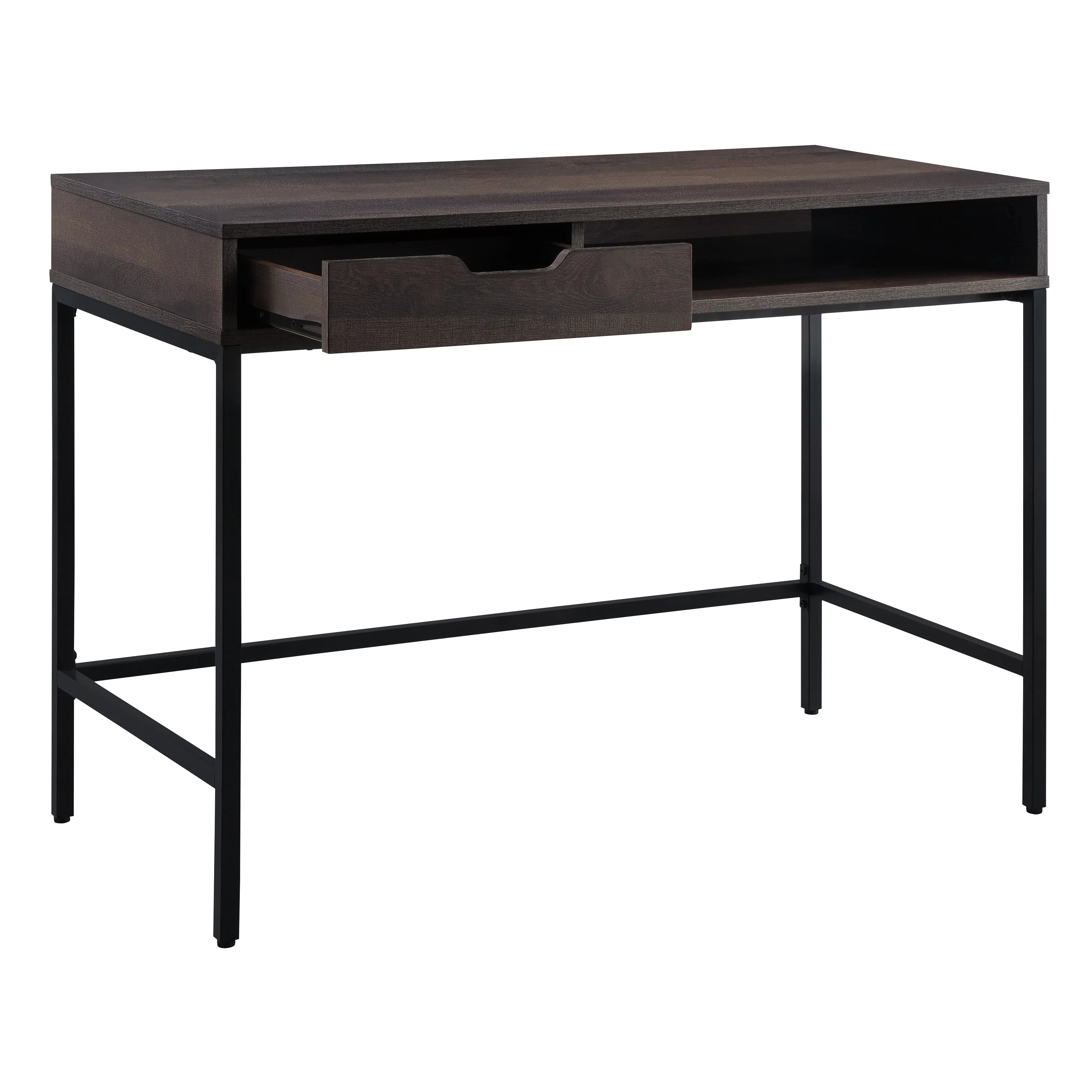 Contempo 40-Inch Desk with Drawer and Shelf in Brown Wood Grain Finish
