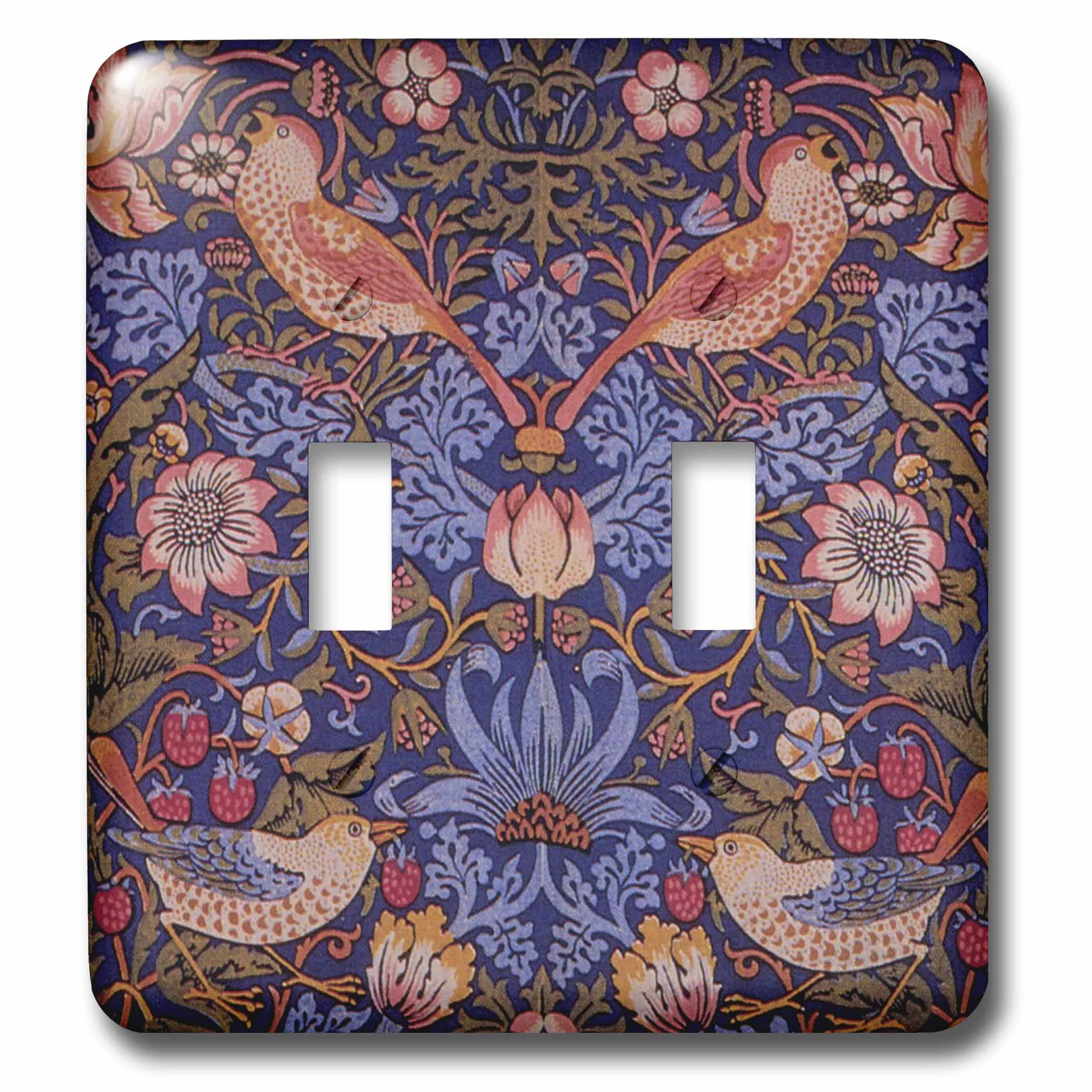 3dRose Image of William Morris Strawberry Thief With Birds - Double Toggle Switch