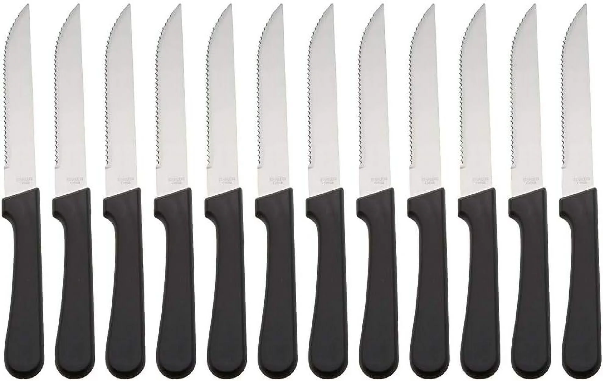 Of 12) Serrated-Edge Pointed-Tip Steak Knives, 5-Inch Stainless Steel Blade Steak Knives With Plastic Handles For Restaurants