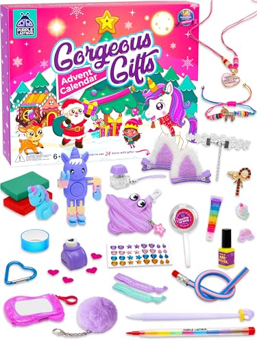 PURPLE LADYBUG 2025 Advent Calendar for Girls Ages 6+, 24-Day Kids Christmas Countdown Kit - Includes Holiday Toys, Jewelry, Fidget, Makeup, DIY Crafts, Accessories for Tween