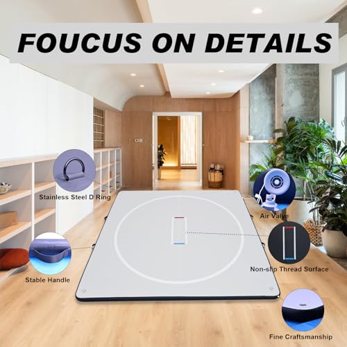 Inflatable Wrestling Mat for Adults/Kids - Thicken PVC Grappling Mat with Air Pump, Portable MMA/BJJ/Judo/Gymnastics Training Mat (5FT/10FT)