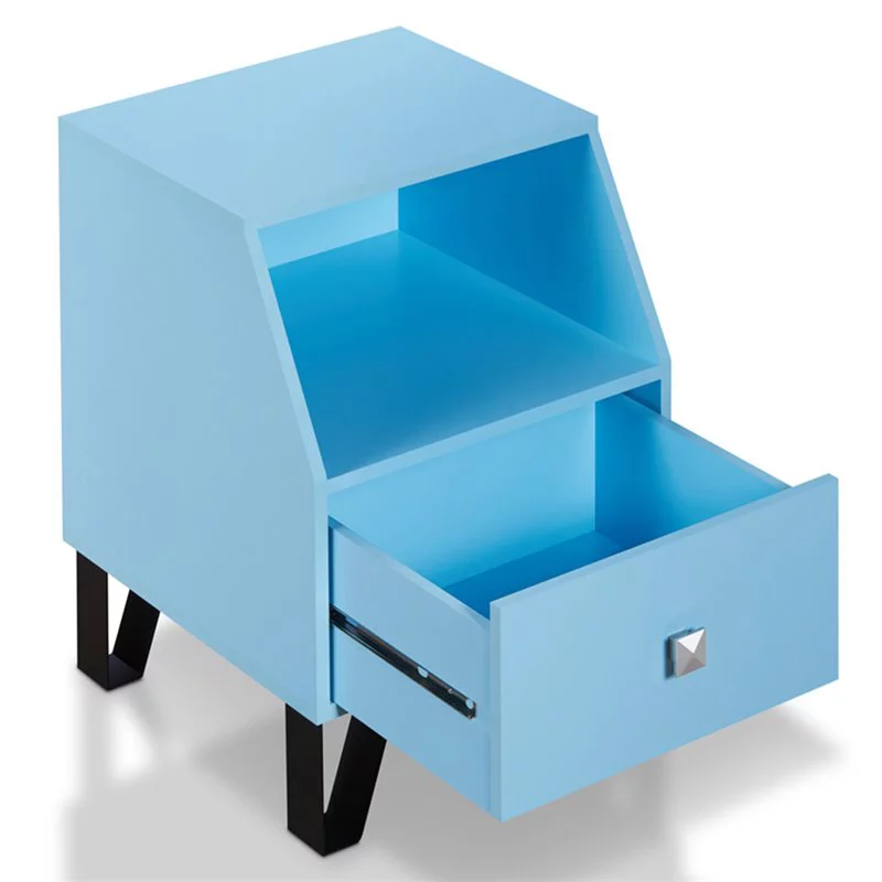 Bowery Hill Modern Wood Storage End Table in Light Blue Finish