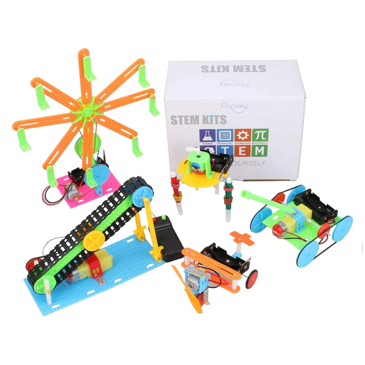 5 Set STEM Kit, DC Motors Electronic Assembly Robotic Kit DIY STEM Toys for Kids, Building Science ExperimentsÂ&nbsp;Projects Kits for Boys and Girls