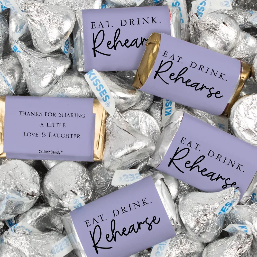 116 Pcs Wedding Rehearsal Dinner Candy Favors Miniatures Chocolate & Kisses (1.50 lbs) - Lavender