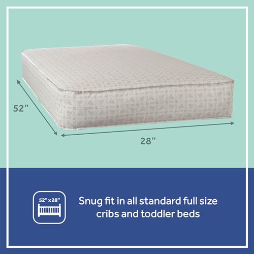 Sealy Baby Firm Rest Antibacterial Breathable Crib Mattress, Made in USA, GREENGUARD Gold Certified, 204 Steel Coils, 2 Stage, Toddler Bed Fit, Waterproof, Non Toxic, Safety & Quality Tested, 52x28
