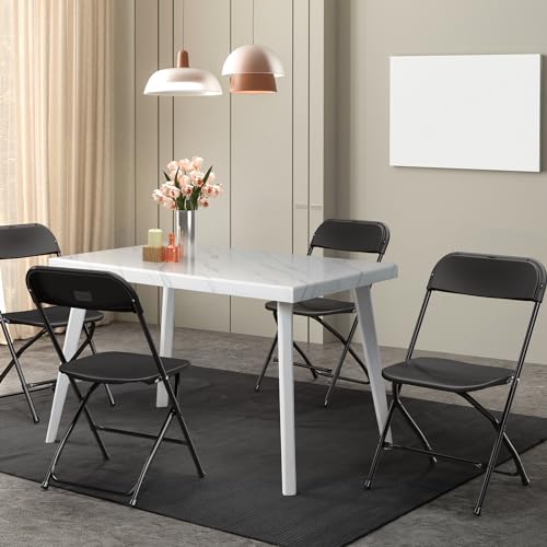 VINGLI 10 Pack White Plastic Folding Chair, Indoor Outdoor Portable Stackable Commercial Seat with Steel Frame 350lb. Capacity for Events Office Wedding Party Picnic Kitchen Dining