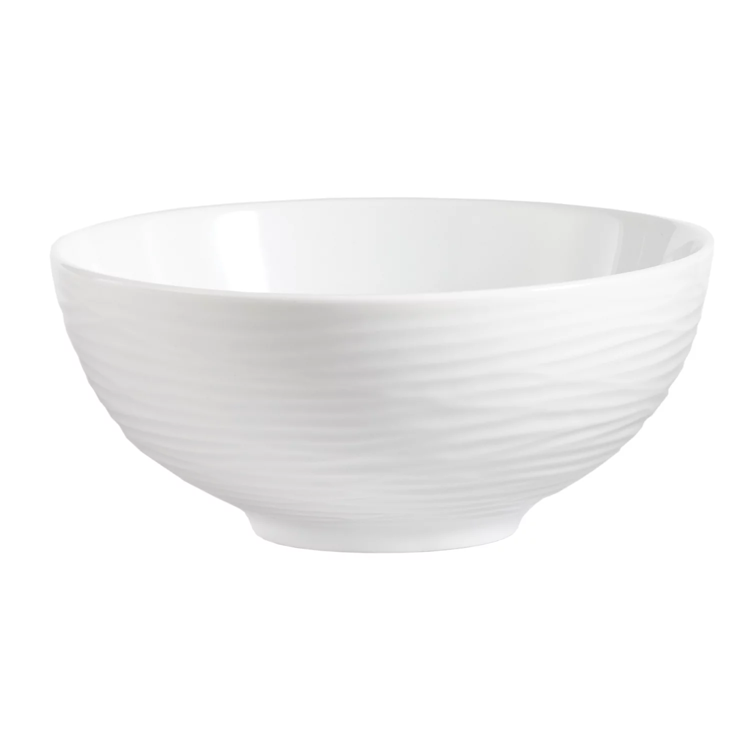Safdie & Co. 12-Piece Round Rim Wave Dinnerware Set, White, Embossed