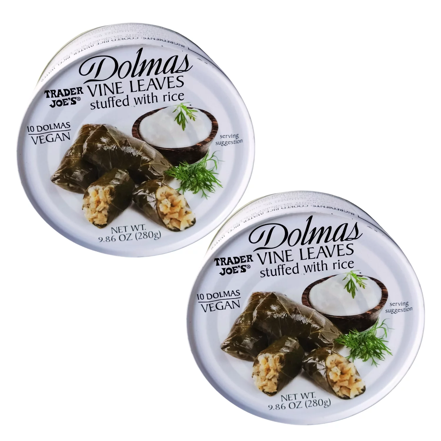 Trader Joe's Dolmas Vegan Vine Leaves Stuffed with Rice 280g - Pack of 2
