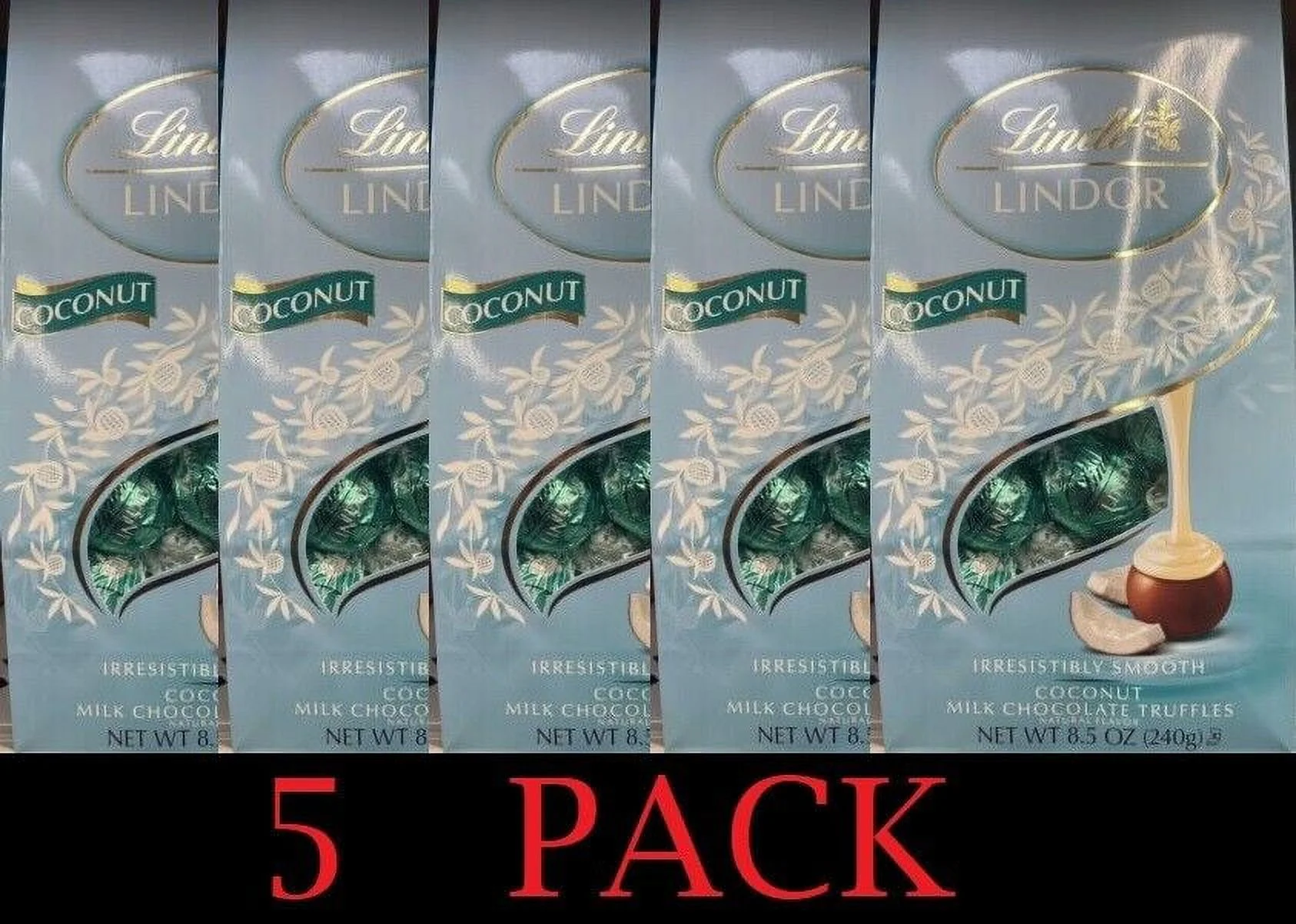 5x NEW Lindt LINDOR COCONUT Milk Chocolate Truffles 8.5 oz Bag - 5 PACK