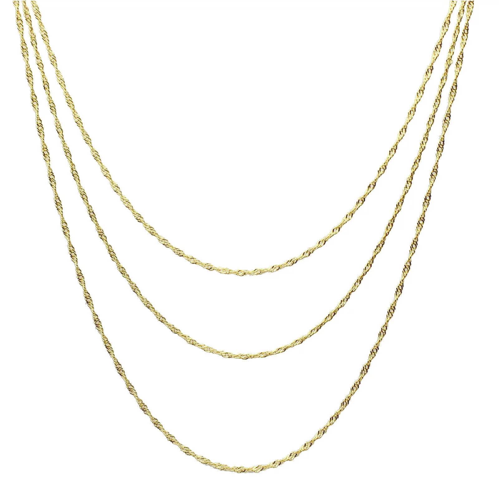 Sterling Silver Multi-Strand 18kt Gold-Flashed Singapore Chain Necklace Italy Adjust 20-24 plus 2