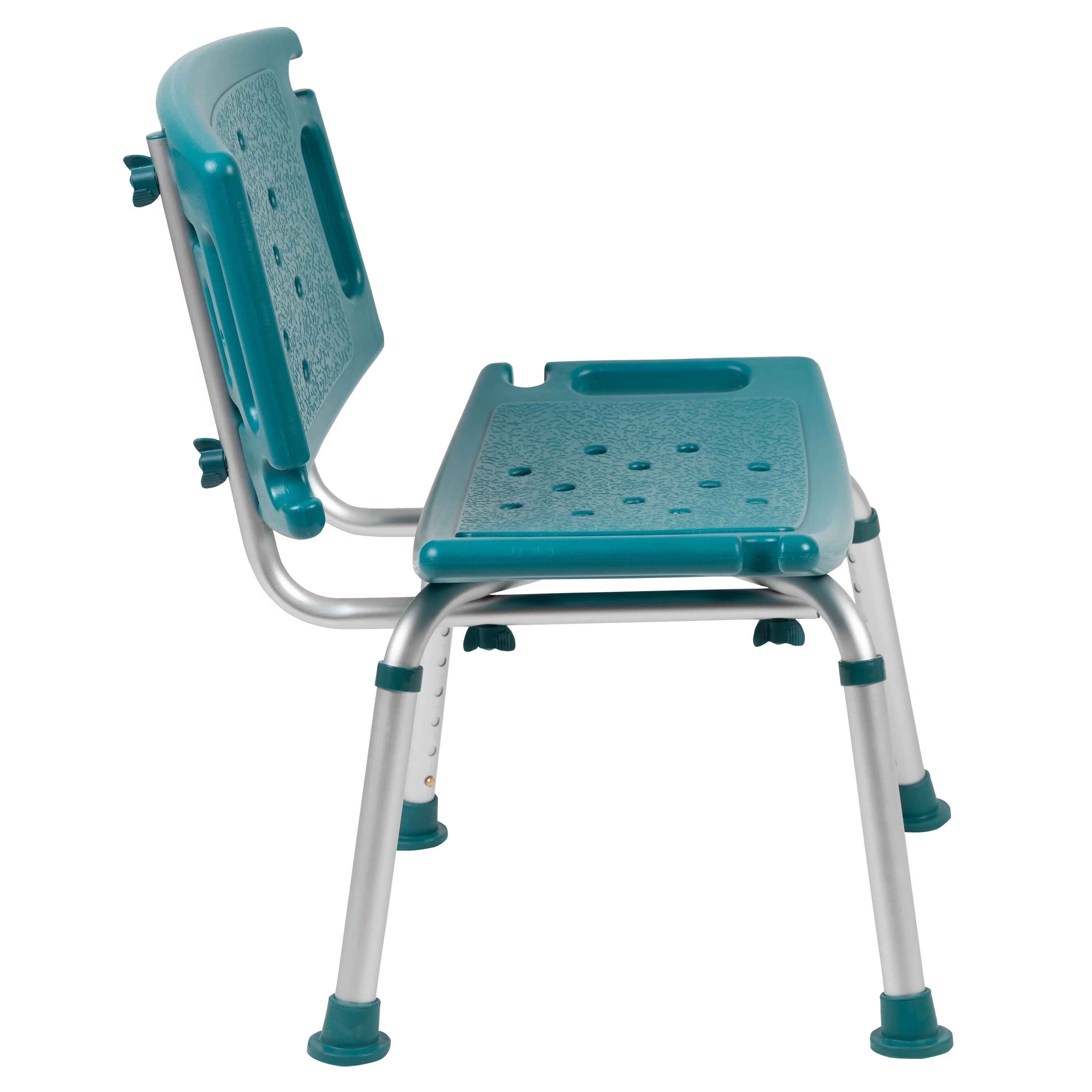 Flash Furniture HERCULES Series Tool-Free and Quick Assembly, 300 Lb. Capacity, Adjustable Teal Bath & Shower Chair with Extra Large Back