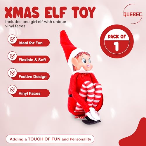 Quebec Naughty Elf Set - Boy & Girl Christmas Elf Figures, Santa's Little Helper Inspired, Soft Body, Vinyl Faces, 12 Inch, Couple