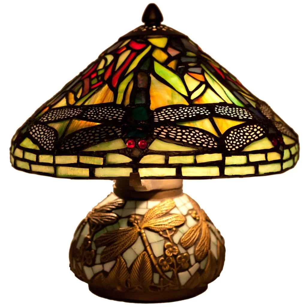 Copper Grove  Carnach 10-inch Stained Glass Mini Dragonfly Lamp - 10