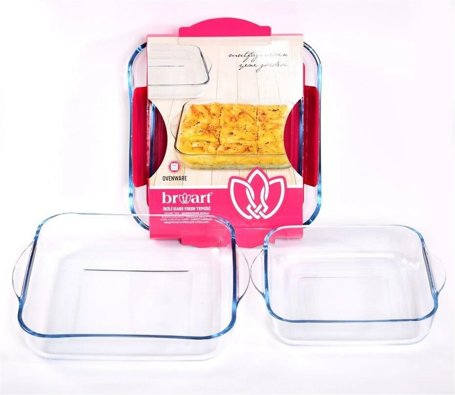 Nily Glass-Set of 2 Large Oven Safe Square Glass Baking Dish(2.1 and 3.3 Quarts)