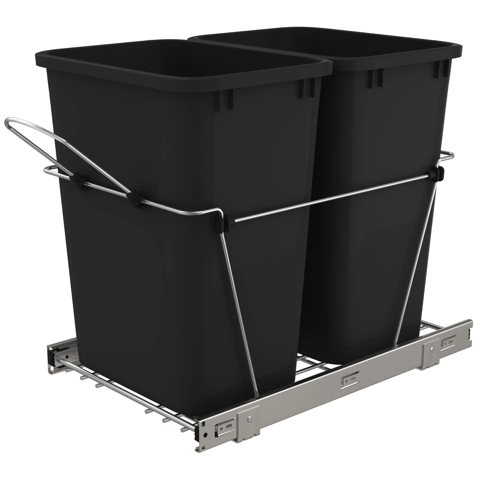 Rev-A-Shelf RV-18KD-18C S Double 35 Quart Pull Out Waste Containers, Black