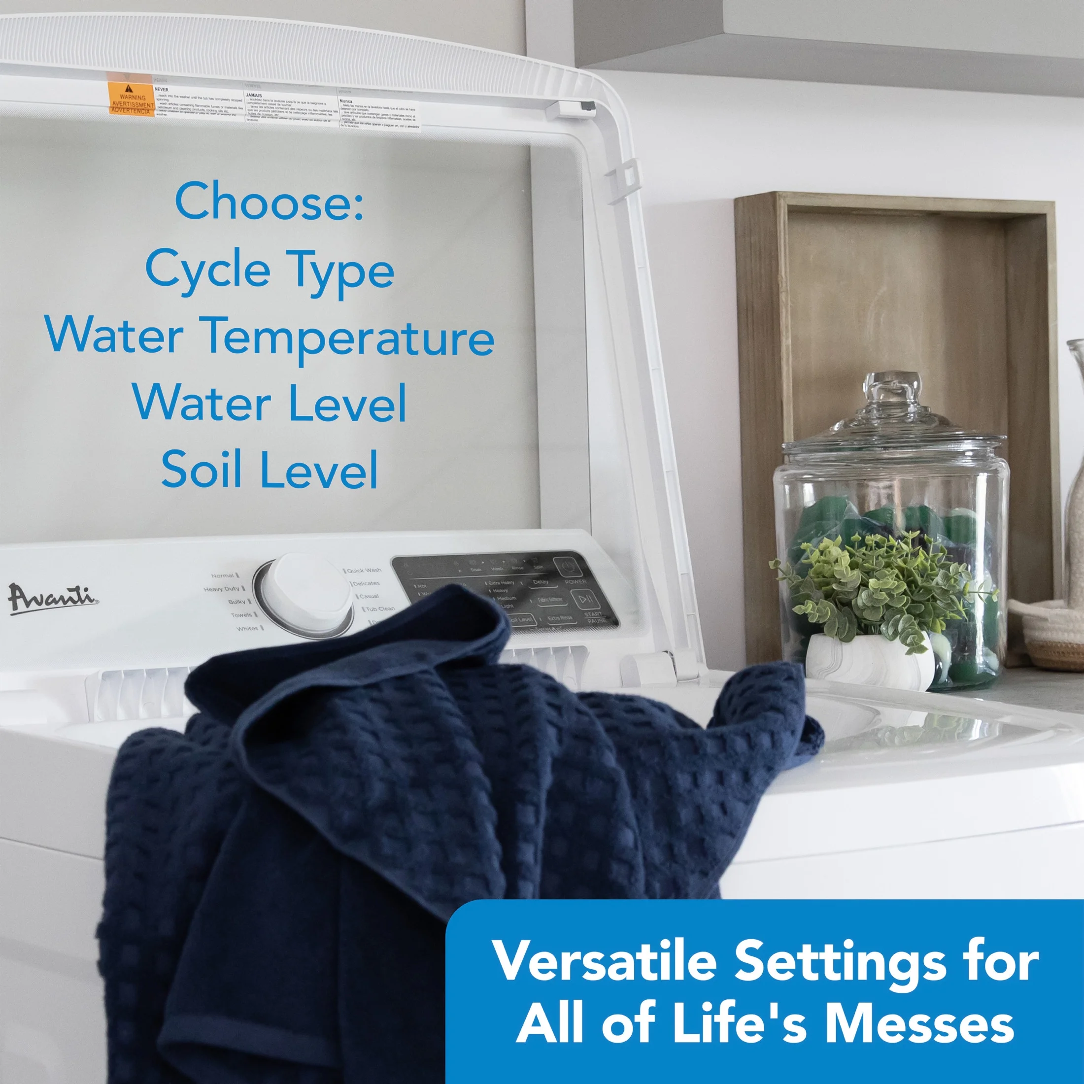 Avanti Top Load Washer, 4.4 Cu. ft. Capacity, in White (SLTW44D)