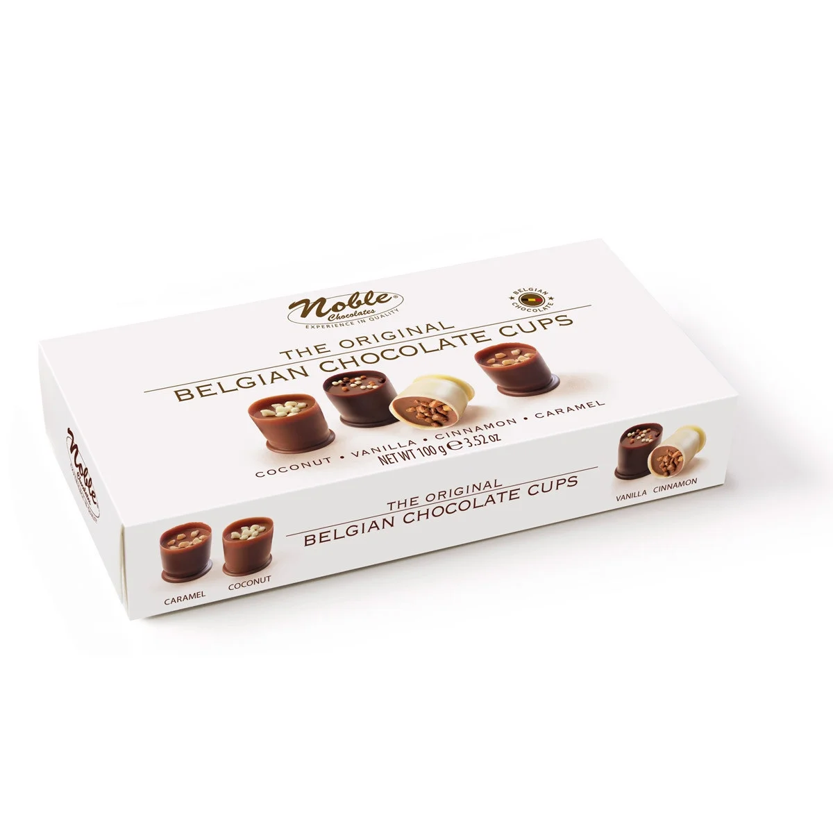 Noble Original Collection Chocolate Cups (Coconut, Vanilla, Cinnamon And Soft Caramel), 3.52oz