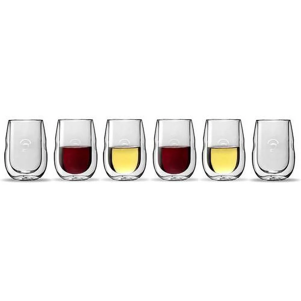 Moderna Artisan Series Double Wall Insulated Wine Glasses - Set Of 6 Wine And Beverage Glasses