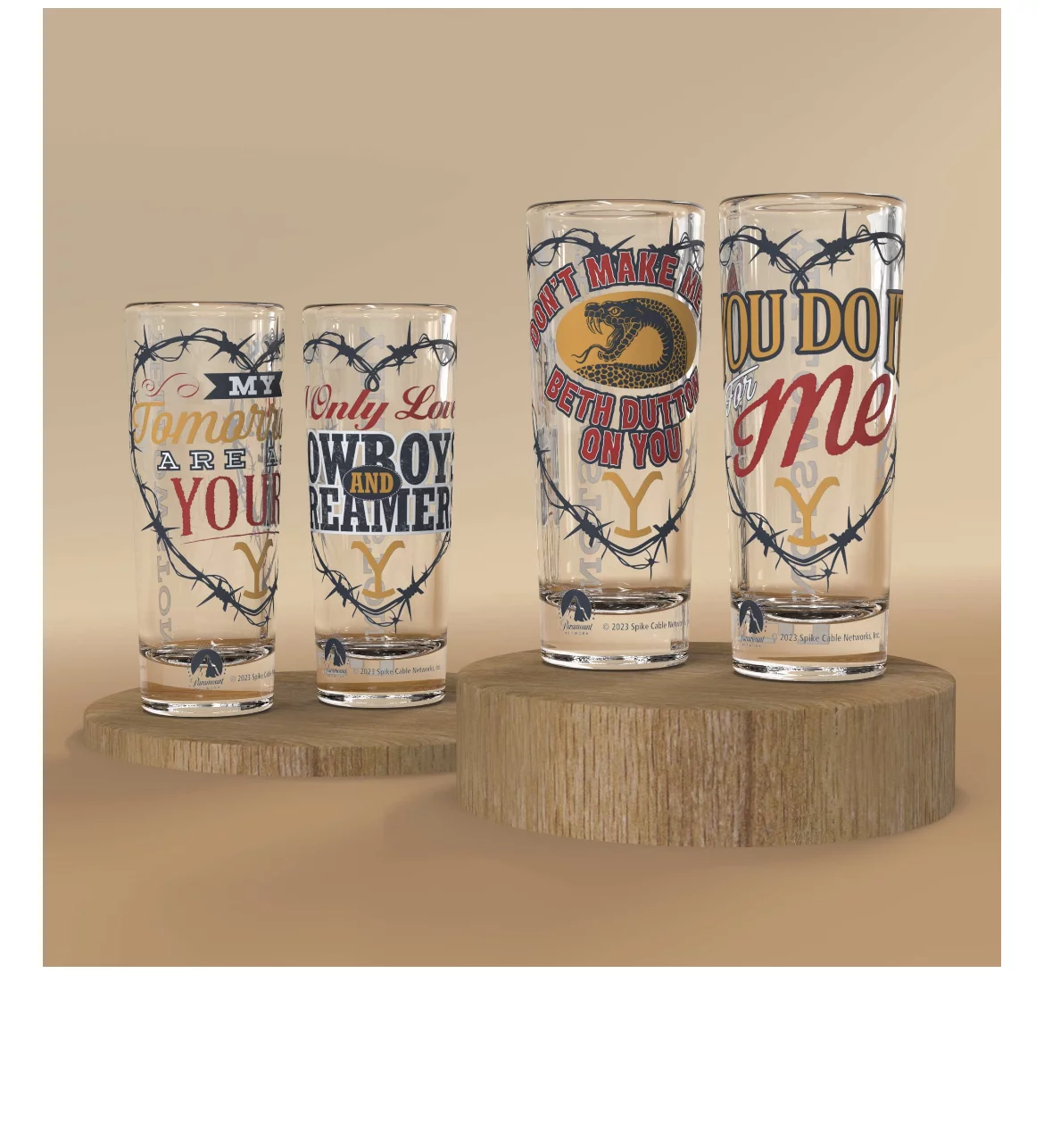 Zak Designs 2 Ounce 4-piece Valentine Mini Glass set, Yellowstone