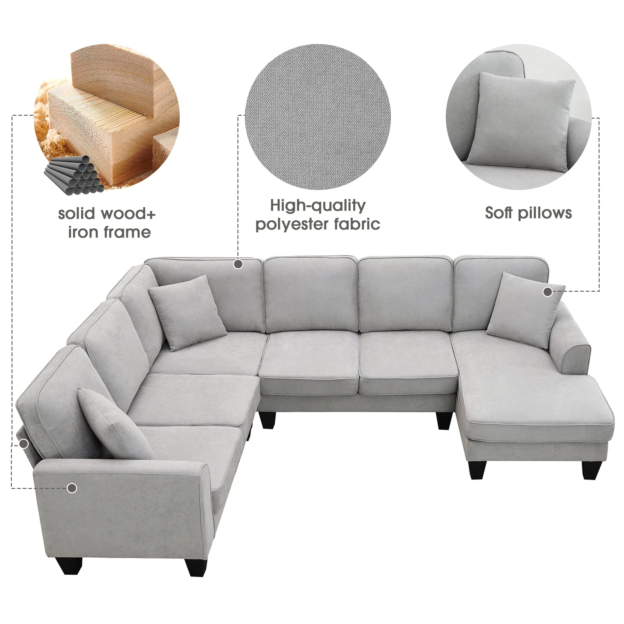 Elegant Comfort U-Shape Sectional Sofa Set