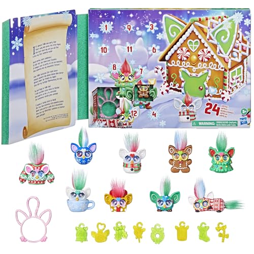 FURBY Minis Advent Calendar for Kids 6 Years and Up, 24 Days of Surprise Holiday Toys with 1-Inch Figures, Stickers & Fun Accessories