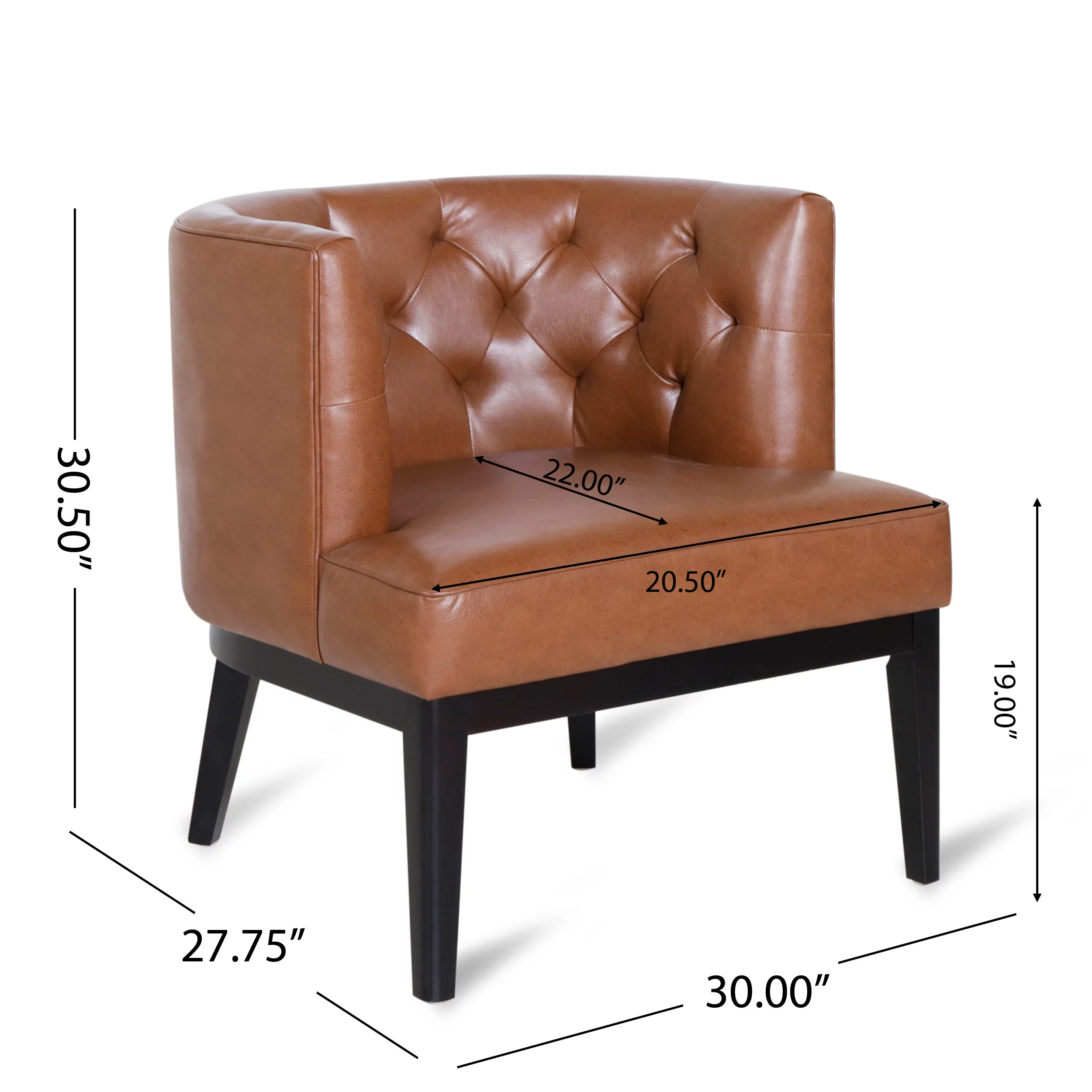 Noble House Suncook Faux Leather Tufted Club Chair, Cognac Brown and Dark Brown