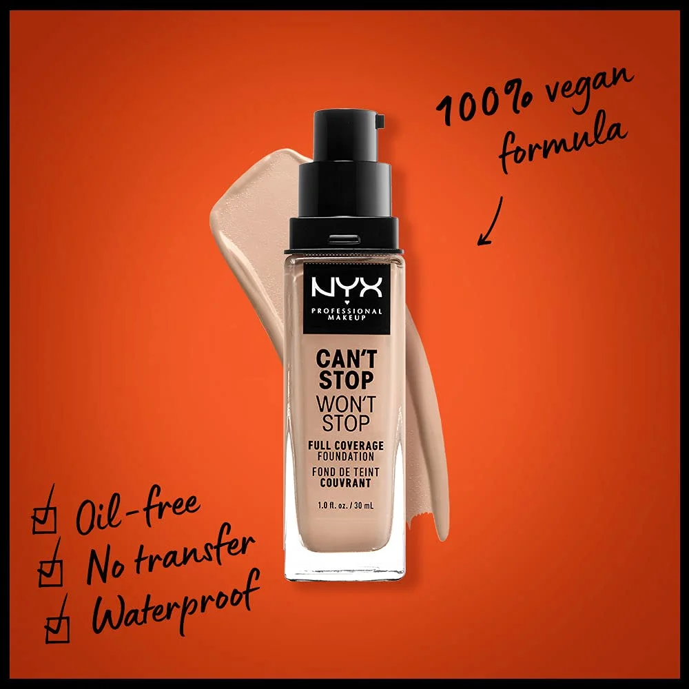 Nyx Professional Makeup Can't Stop Won't Stop Foundation - The Ultimate 24H Full Coverage Matte Finish for Flawless and Light Complexion