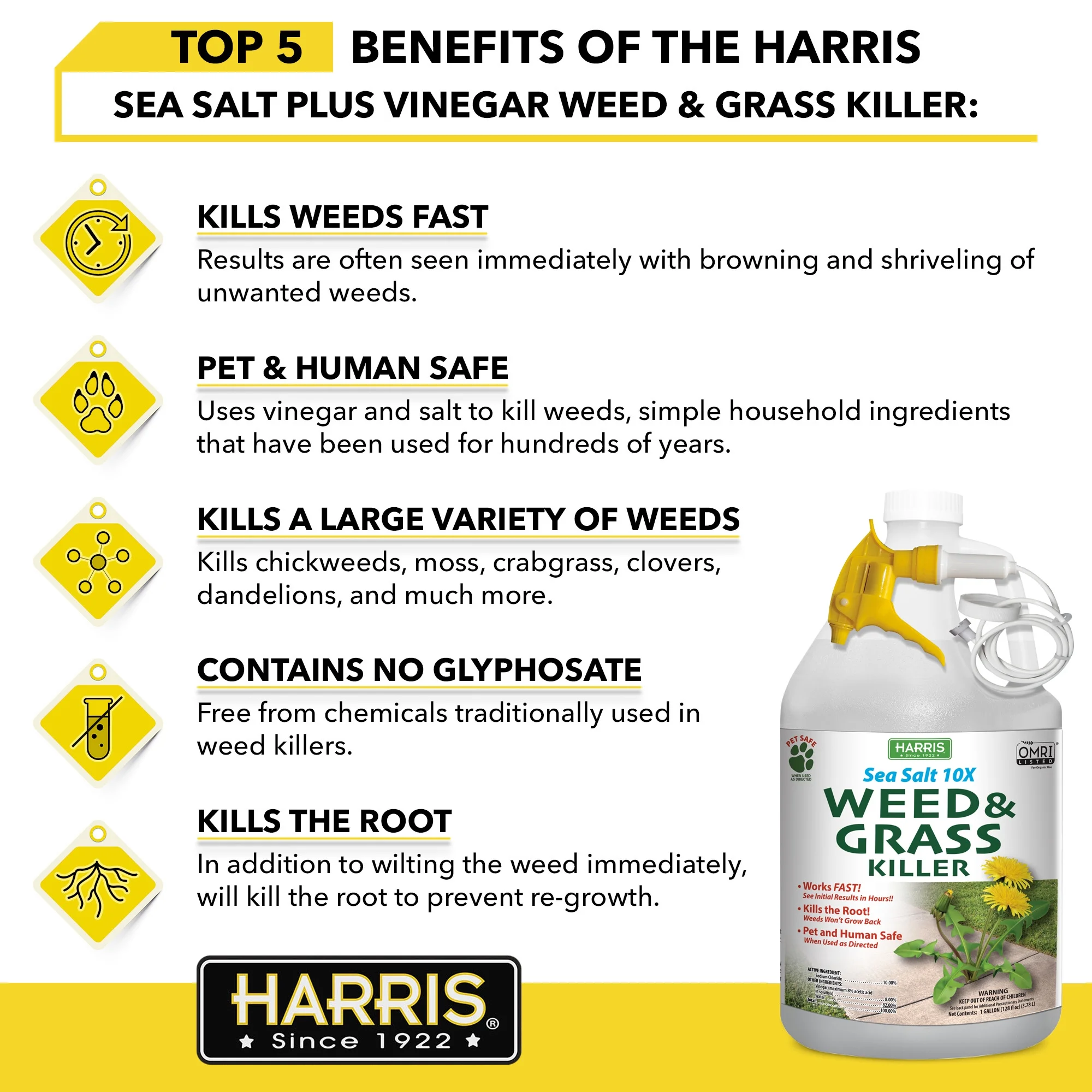 Harris Sea Salt 10X Weed & Grass Killer, 128 oz.