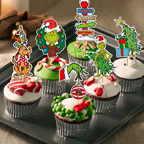 48Pcs Christmas Cupcake Toppers & Cake Decorations - Christmas & Birthday Party Supplies