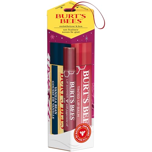 Burt's Bees Christmas Gifts, 4 Lip Balms Stocking Stuffers Products, Beeswax Bounty Fruit Mix - Watermelon, Pomegranate, Dragonfruit Lemon & Sweet Peach (4-Pack)