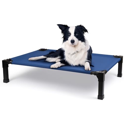 Cooling Elevated Dog Bed, Raised Dog Cot with Washable Breathable Mesh and Metal Frame, Portable for Outdoor and Indoor Use