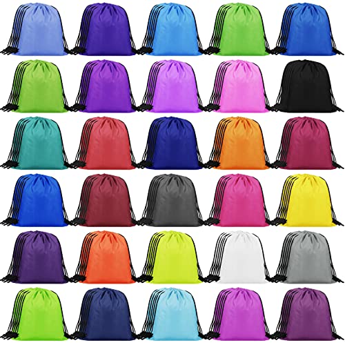 Spiareal 150 Pack Colored Drawstring Backpacks Drawstring Bags Bulk Polyester Sackpacks 12x10 Inch Plain Cinch Tote Bags, Operation Christmas Bulk Items for Outdoor Travel Gym Sports