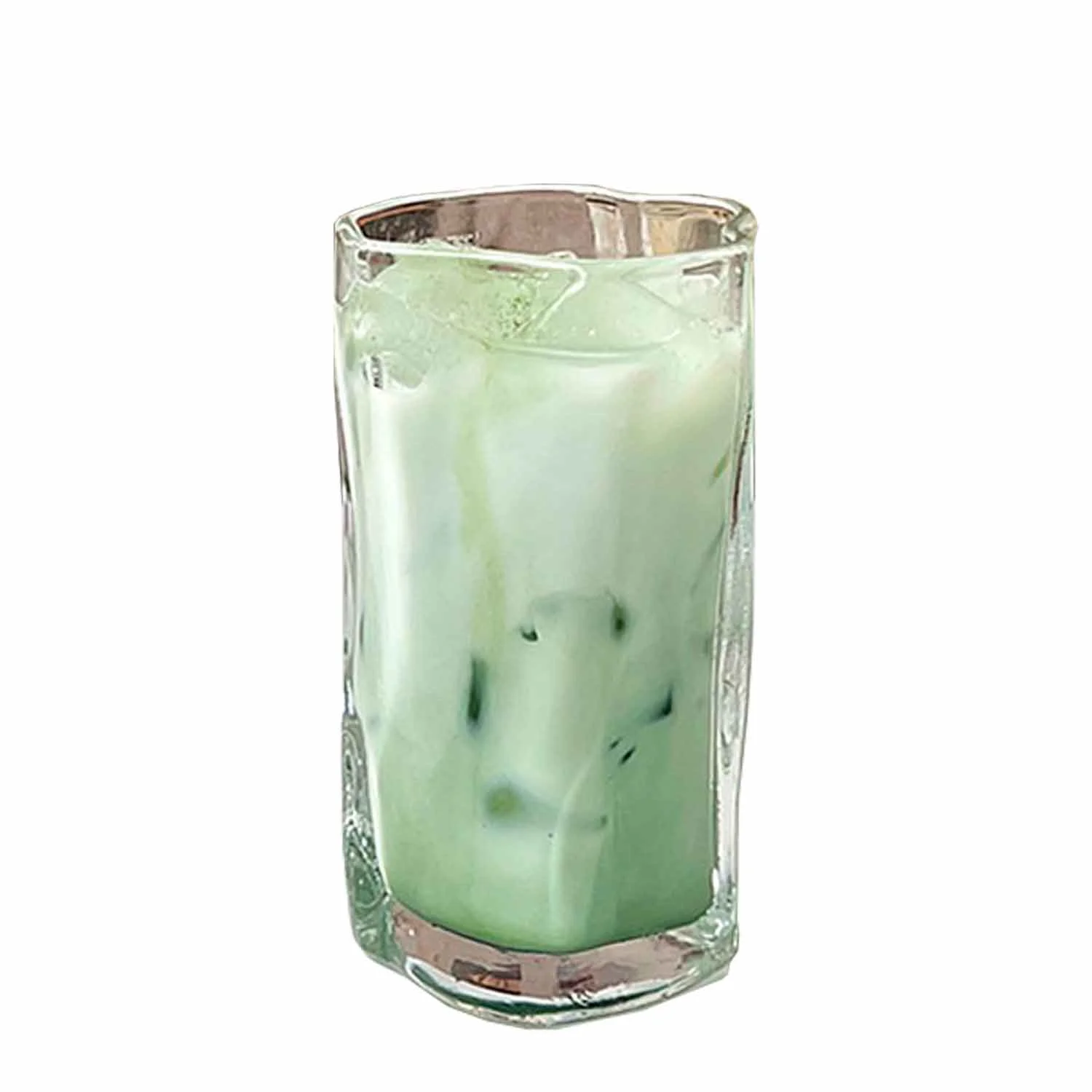 Glass Cups, Irregular Twist Clear Drinking Glasses Ice Coffee Bottle Glasses Fruit Juice Cup Water Glass Great for Soda Cocktail Beer Whiskey (Clear)