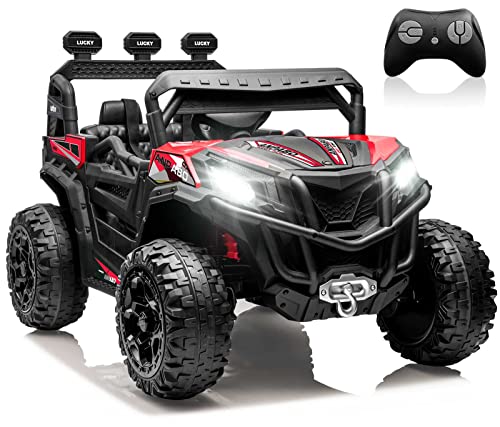 ANPABO 24V 4X4 Ride on Car Truck w/Remote Control, 4WD/2WD Switchable Kids UTV, 19