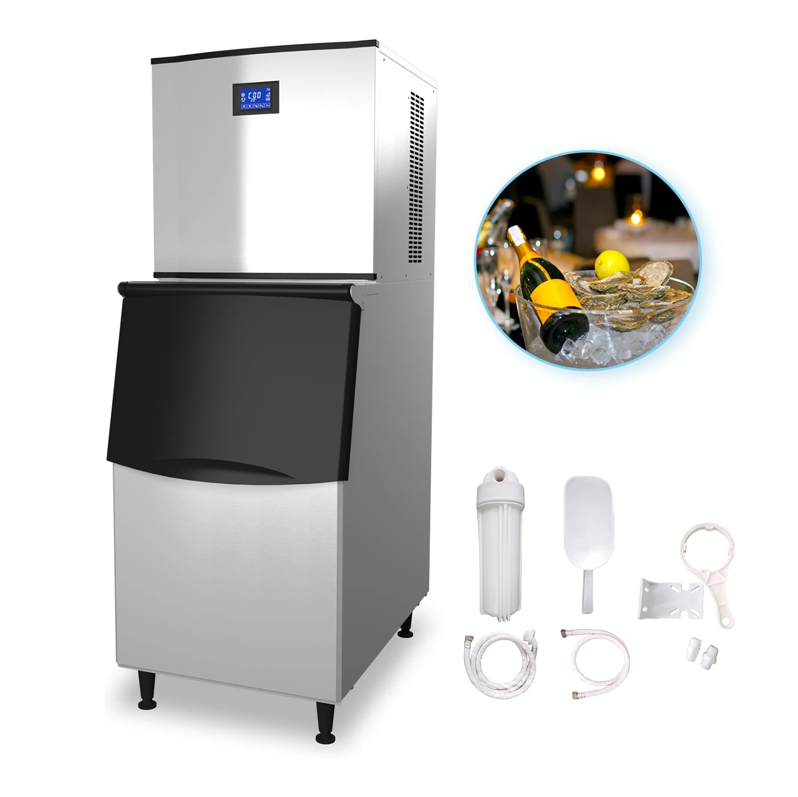 Kolice Commercial Cube Ice Machine,Ice Cube Maker,Ice Making Machine-550 LBS/Day,Auto Cleaning,Air Cooling for Hotel,Bars,Cafes,Restaurant,Ice Cream Store,Dessert Shops