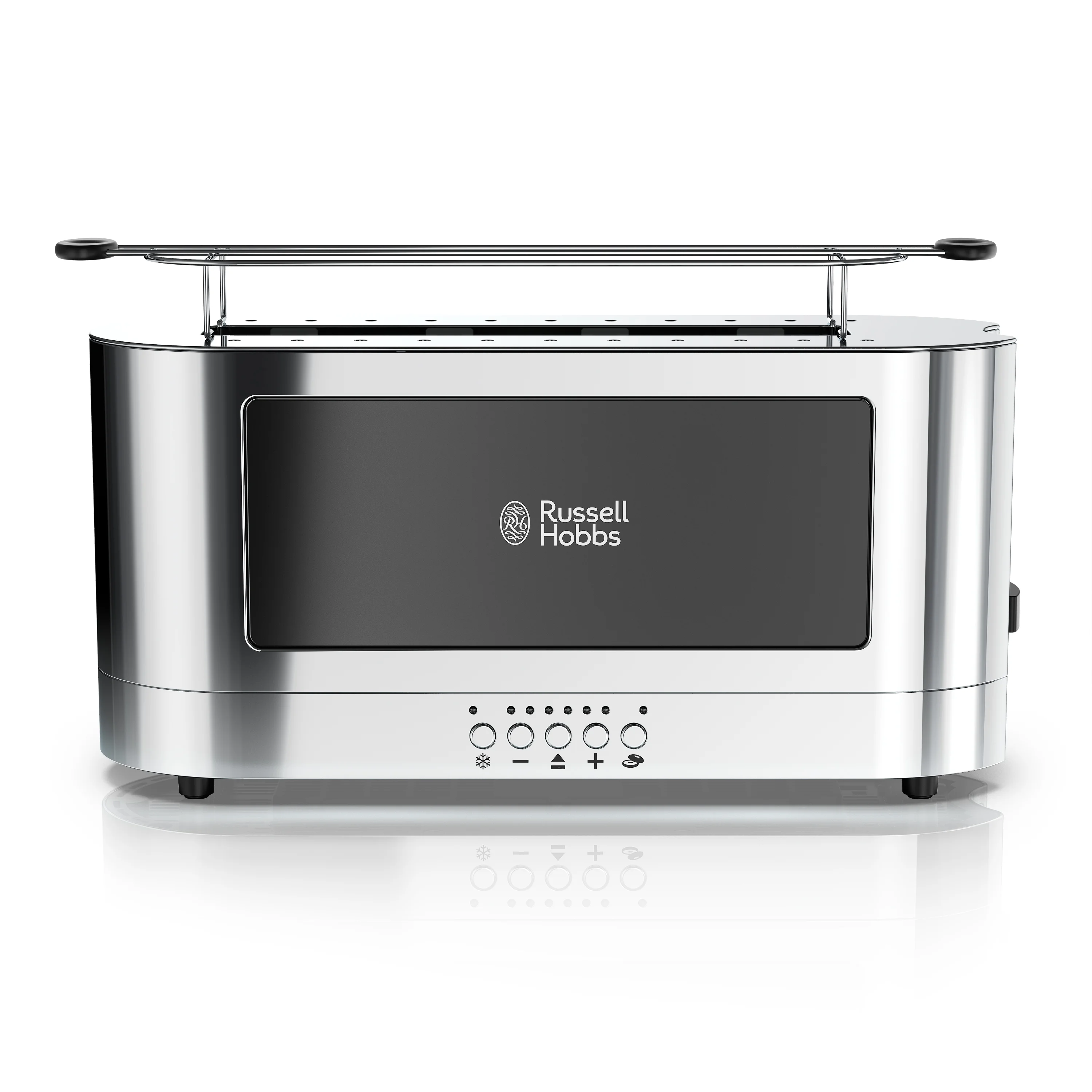Russell Hobbs 2-Slice Glass Accent Long Toaster, Black & Silver, TRL9300BKR