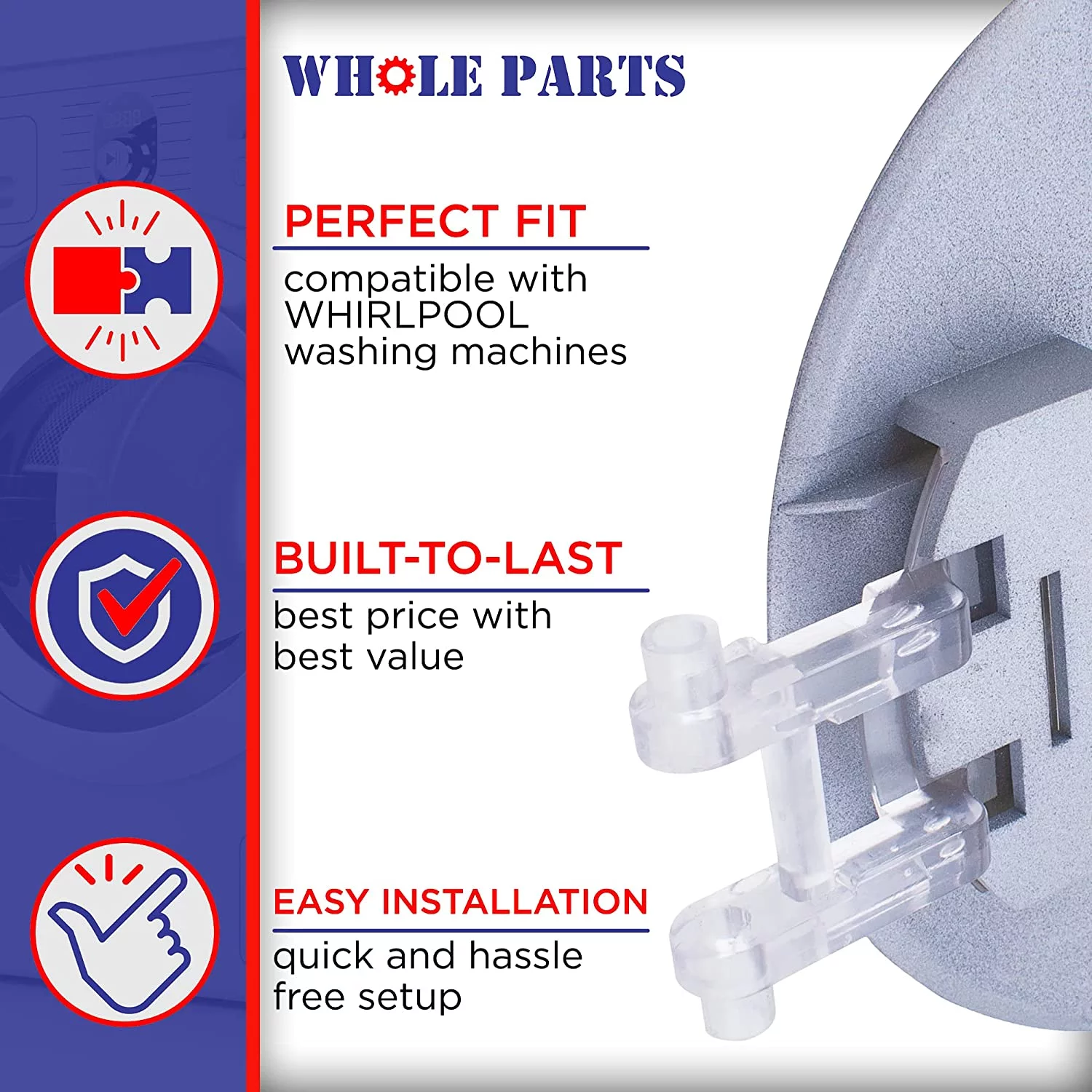 Whole Parts Washer Handle Part # 8182408 - Replacement & Compatible With Some Whirlpool Washing Machines