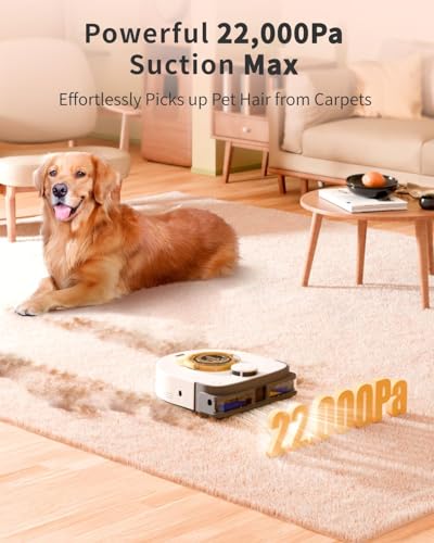 Robot Vacuum Cleaner, 22,000Pa Ultra-Strong Suction - Automatic Robot Vacuum for Pet Hair & Carpets, Tangle-Free Cleaning, Smart Mapping with LiDAR Navigation, App Controlled Vacuum Robot (V10)