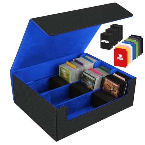 AOBOPLE 1800+ Trading Card Storage Box,MTG Deck Box with 10 Pcs Colorful Dividers & 3 Foam Supporters Commander Card Deck Case for Magic Game Cards TCG, PTG