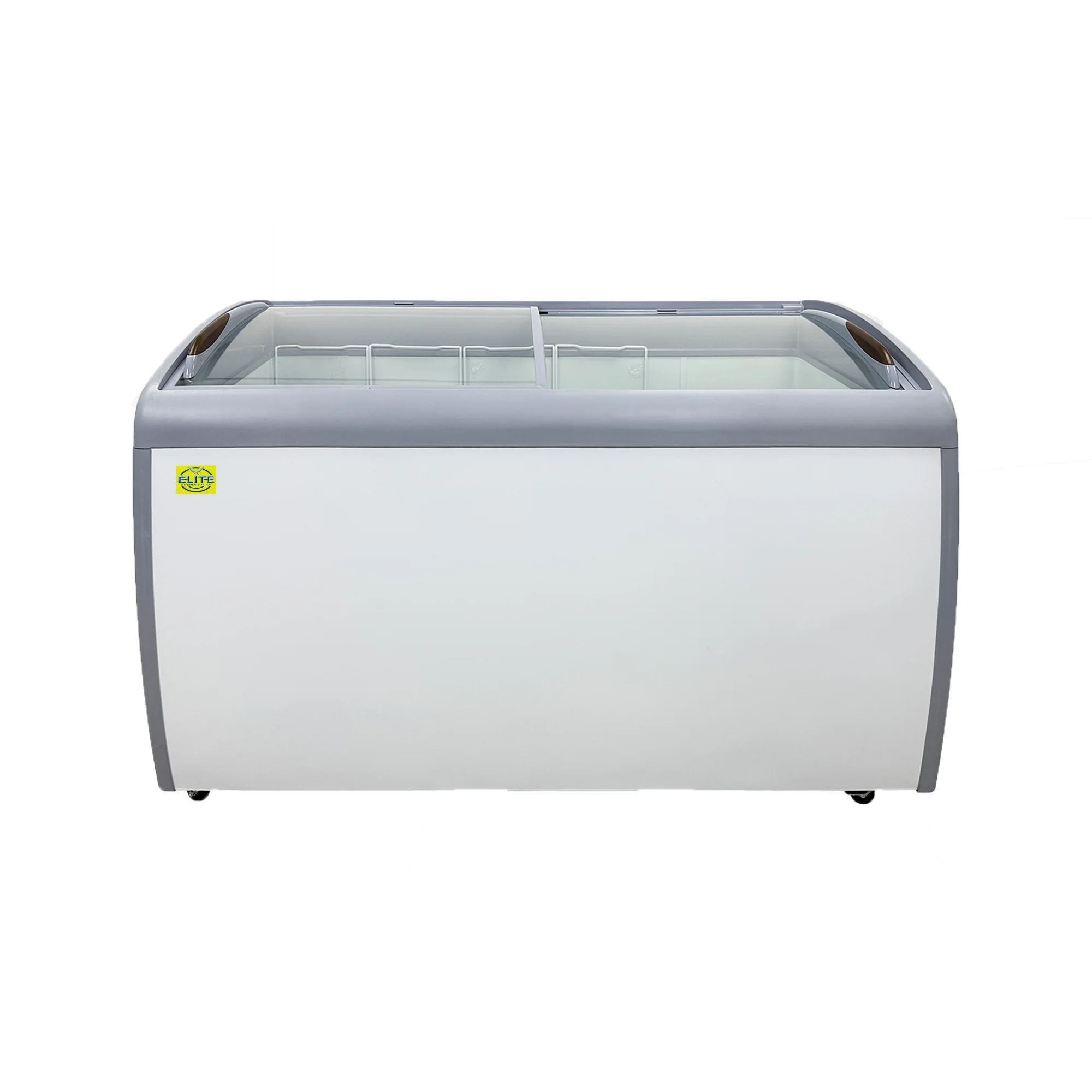 60 in. W 11.7 Cu. ft. Manual Defrost Commercial Curved Glass Top Display Chest Freezer in White