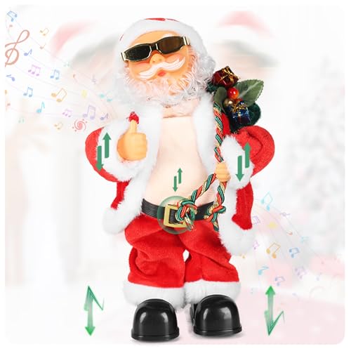 SdeNow Animated Santa Claus Singing Dancing Stuffed Christmas Toys Shaking Belly Christmas Musical Stuffed Animals Plush Electric Santa Dolls for Kids