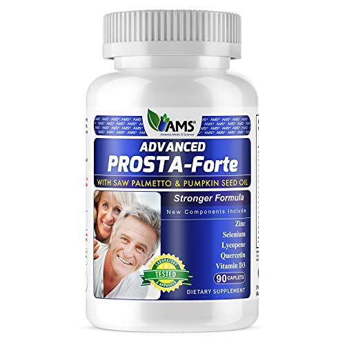 America Medic & Science Advanced Prosta-Forte (90 Caplets) | Prostate Supplement for Men | Dietary Pills with Saw Palmetto Extract, Vitamin D3, Zinc, and Pumpkin Seed Oil for Enhanced Prostate Health